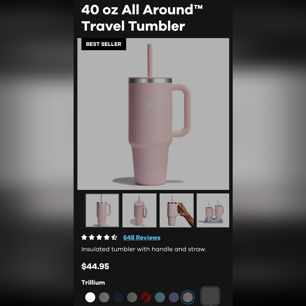 Hydroflask Trillium pink 40 oz Tumbler